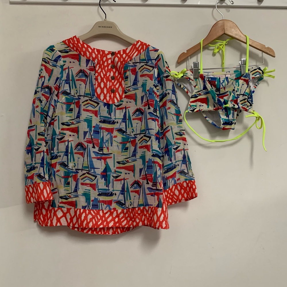 Milly Minis Sailboat Print Bikini and Cover